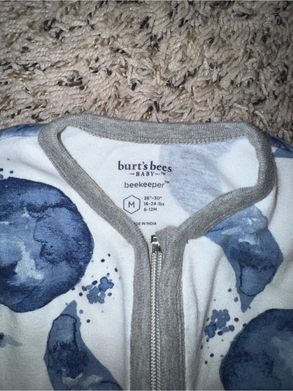 Burt's Bees Baby Beekeeper Zipper Cotton Sleepsack 6-12M Moon & Stars